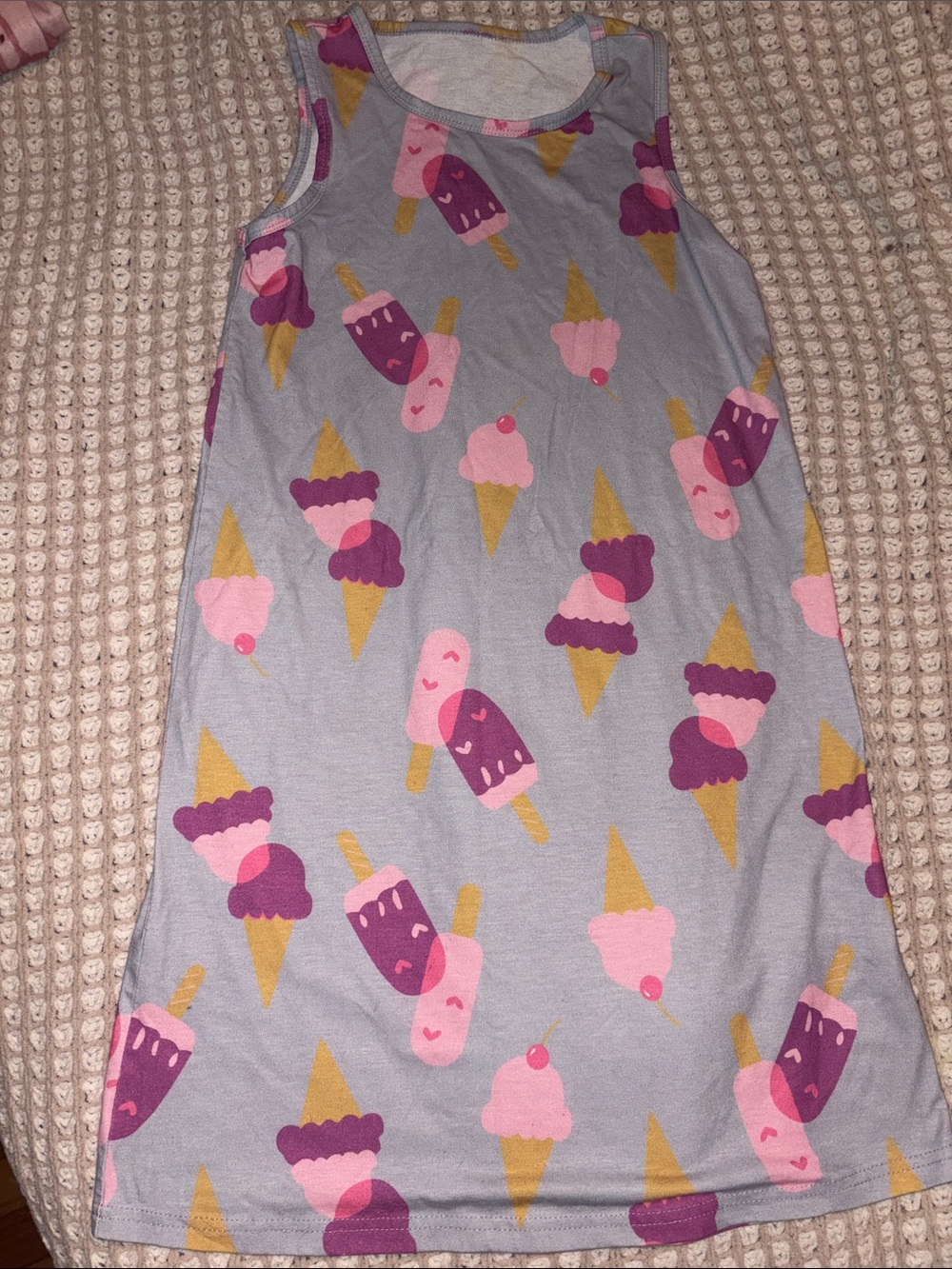Kids Gray Ice Cream Print Sleeveless Pajama sz 11
